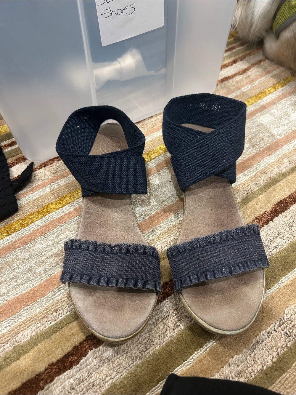 Women's Navy Elastic Strap Sandals